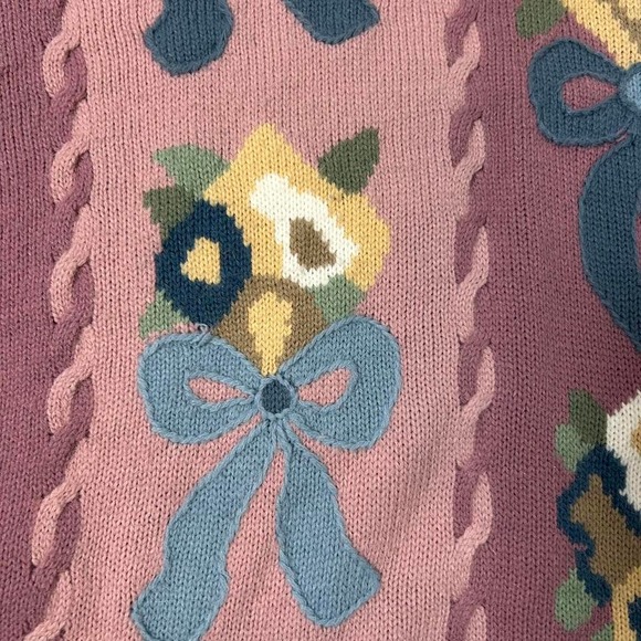 Alfred Dunner Pink Oversized Floral Bouquet Turtleneck Sweater Size XL - Picture 3 of 4